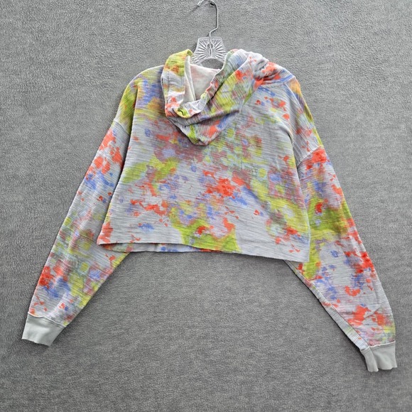 Free People Women Sweatshirt Small Blue Cropped Thinkin About You Tie Dye Orange - Picture 6 of 10